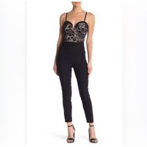 Material Girl Black and Cream Lace Jumpsuit